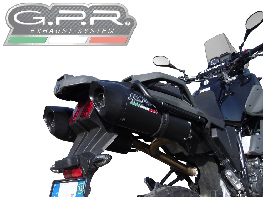 Scarico GPR compatibile con  Yamaha Xt 660 Z Teneré 2008-2016, Furore Nero, Coppia di terminali di scarico omologati, forniti con db killer removibili e raccordi specifici