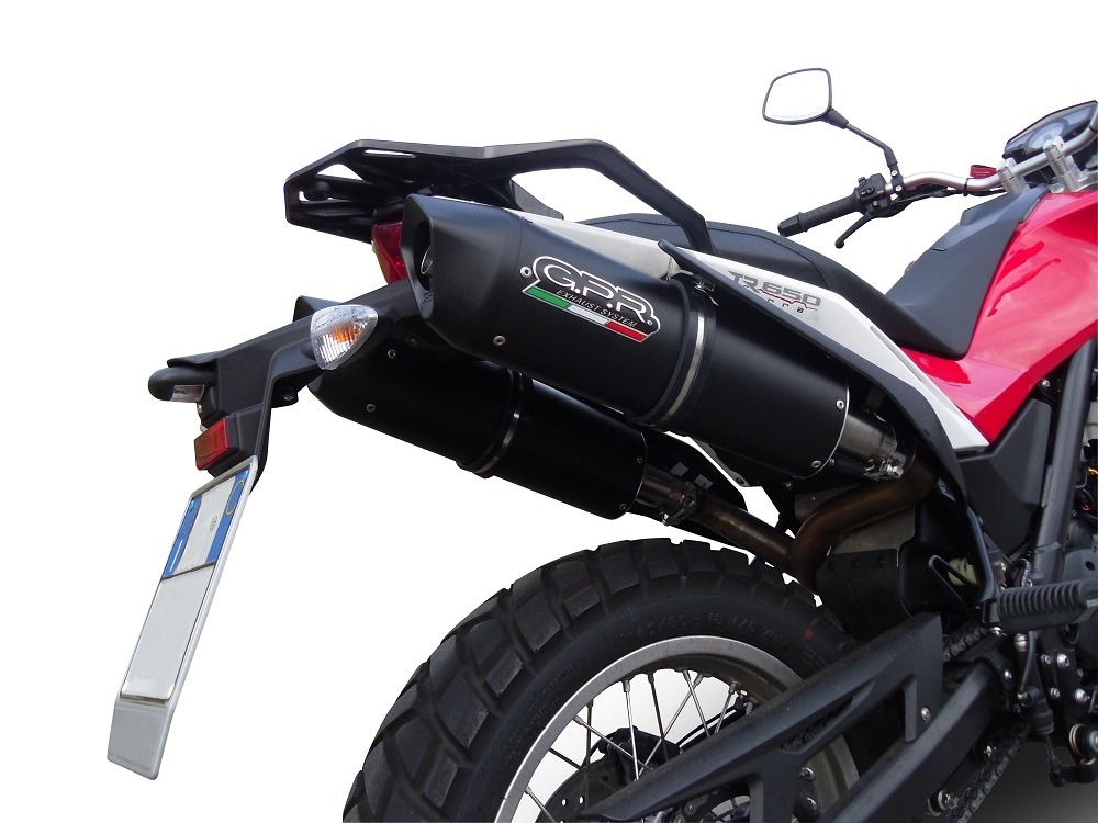 Scarico GPR compatibile con  Husqvarna TERRA - STRADA TR 650  2013-2015, Furore Nero, Coppia di terminali di scarico omologati, forniti con db killer removibili e raccordi specifici