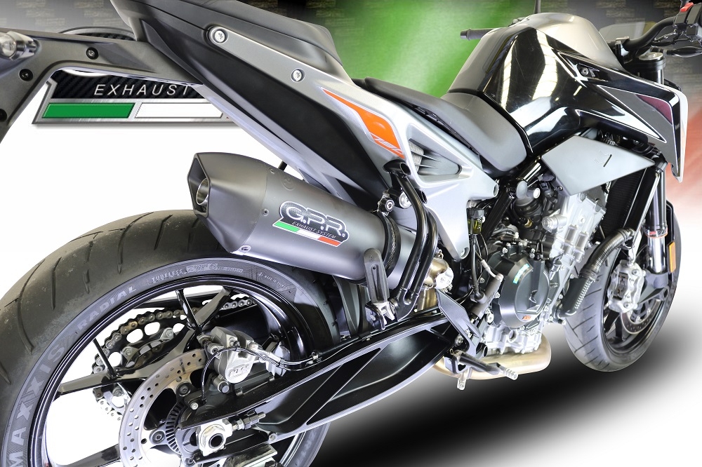 Scarico GPR compatibile con  Ktm Duke 790 2021-2023, GP Evo4 Black Titanium, Scarico omologato, silenziatore con db killer estraibile e raccordo specifico