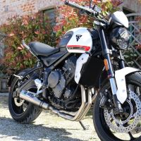 Scarico GPR compatibile con  Triumph Trident 660 2021-2024, M3 Titanium Natural, Scarico completo omologato,fornito con db killer estraibile,catalizzatore e collettore