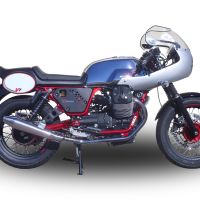 Scarico GPR compatibile con  Moto Guzzi V7 (I - II) Racer  2010-2016, Vintacone , Coppia di terminali di scarico omologati, forniti con db killer removibile, catalizzatori e raccordi specifici