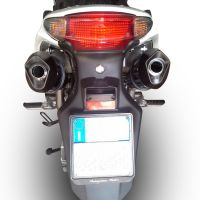 Scarico GPR compatibile con  Honda Varadero 1000 1999-2011, Furore Nero, Coppia di terminali di scarico omologati, forniti con db killer removibili e raccordi specifici