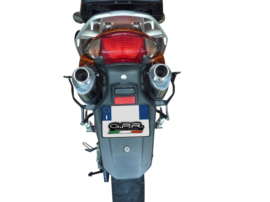 Scarico GPR compatibile con  Honda Varadero 1000 1999-2011, Trioval, Coppia di terminali di scarico omologati, forniti con db killer removibili e raccordi specifici