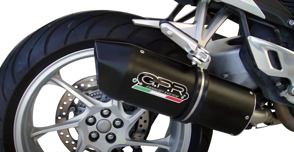 Scarico GPR compatibile con  Honda Vfr 1200 F I.E. 2010-2016, Furore Nero, Scarico omologato, silenziatore con db killer estraibile e raccordo specifico