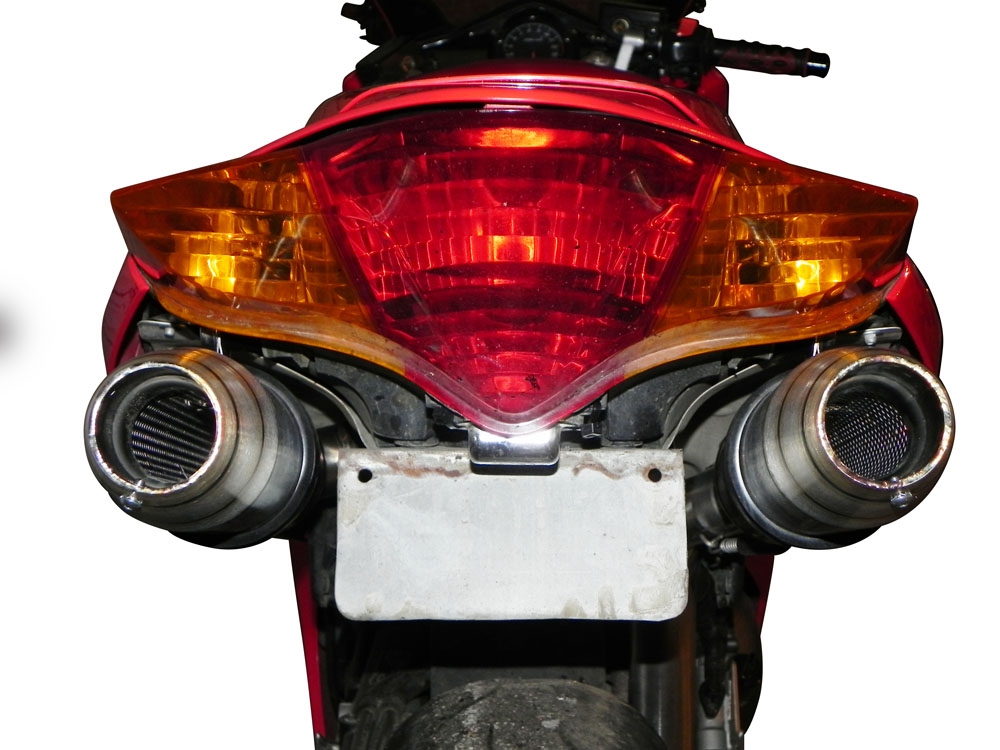 Scarico GPR compatibile con  Honda Vfr 800 V-Tec 2002-2013, Deeptone Inox, Coppia di terminali di scarico omologati, forniti con db killer removibili e raccordi specifici