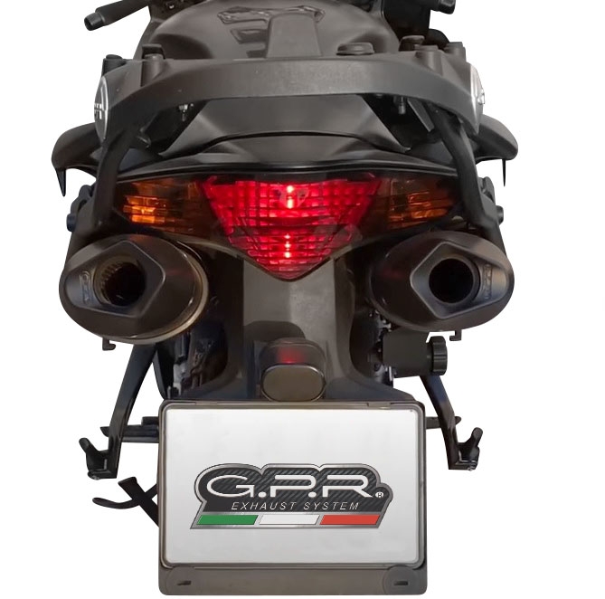 Scarico GPR compatibile con  Honda Vfr 800 V-Tec 2002-2013, Furore Nero, Coppia di terminali di scarico omologati, forniti con db killer removibili e raccordi specifici