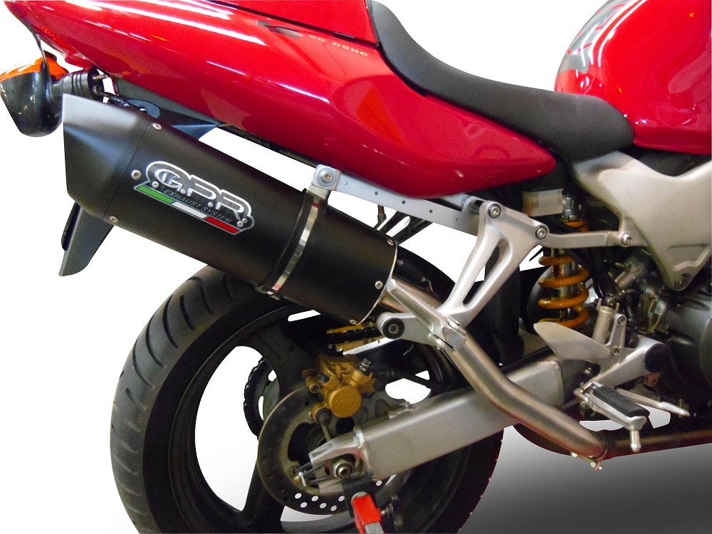 Scarico GPR compatibile con  Honda Vtr 1000 F Firestorm  1997-2007, Furore Nero, Coppia di terminali di scarico omologati, forniti con db killer removibili e raccordi specifici