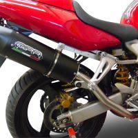 Scarico GPR compatibile con  Honda Vtr 1000 F Firestorm  1997-2007, Furore Nero, Coppia di terminali di scarico omologati, forniti con db killer removibili e raccordi specifici