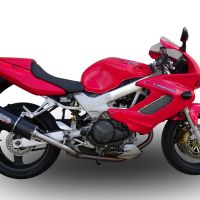 Scarico GPR compatibile con  Honda Vtr 1000 F Firestorm  1997-2007, Furore Nero, Coppia di terminali di scarico omologati, forniti con db killer removibili e raccordi specifici