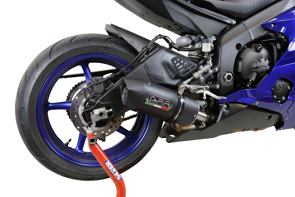 Scarico GPR compatibile con  Yamaha Yzf R6 2017-2024, Furore Nero, Terminale di scarico racing, con raccordo, senza omologazione