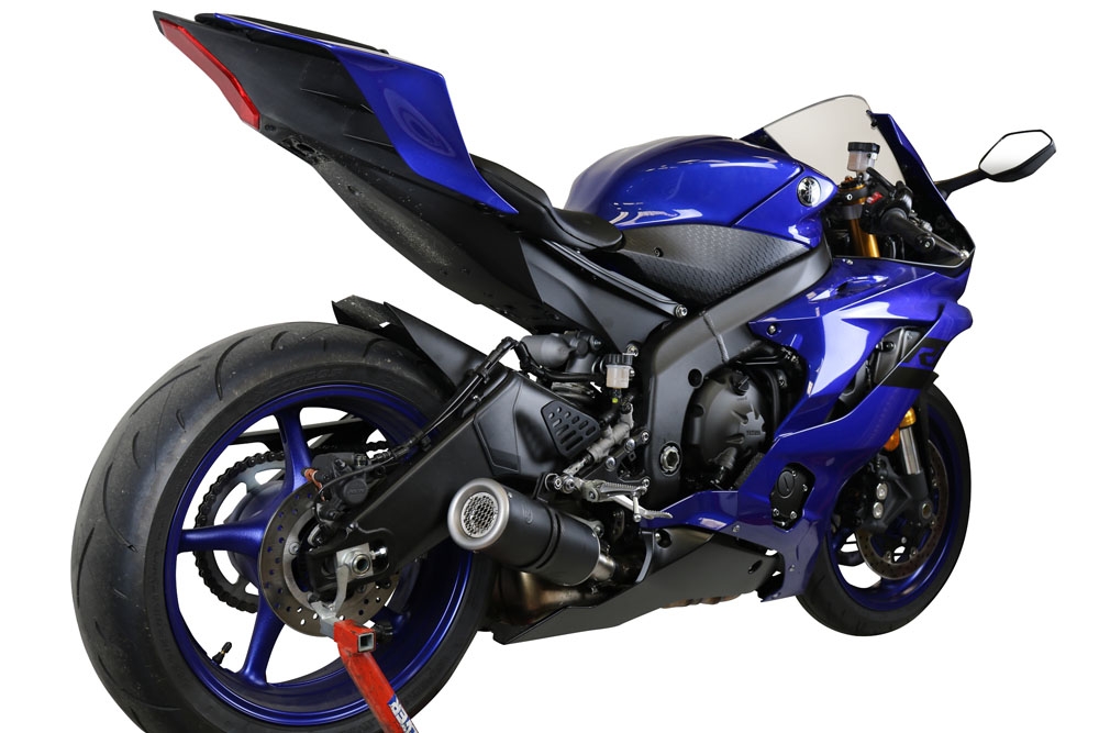 Scarico GPR compatibile con  Yamaha Yzf R6 2017-2024, M3 Black Titanium, Scarico omologato, silenziatore con db killer estraibile e raccordo specifico