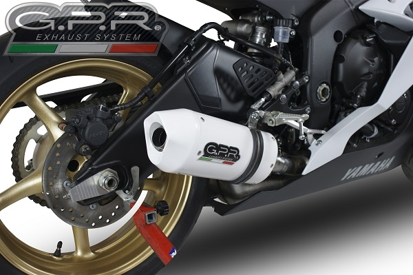 Scarico GPR compatibile con  Yamaha Yzf R6 2006-2020, Albus Ceramic, Scarico omologato, silenziatore con db killer estraibile e raccordo specifico