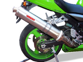 Scarico GPR compatibile con  Kawasaki ZX-12R 2000-2006, Inox Tondo, Silenziatore di scarico omologato, con flangia specifica, con db killer estraibile