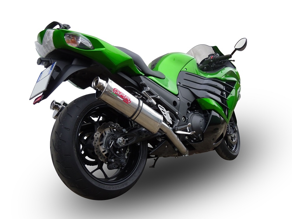 Scarico GPR compatibile con  Kawasaki Zzr 1400 2012-2016, Trioval, Coppia di terminali di scarico omologati, forniti con db killer removibili e raccordi specifici