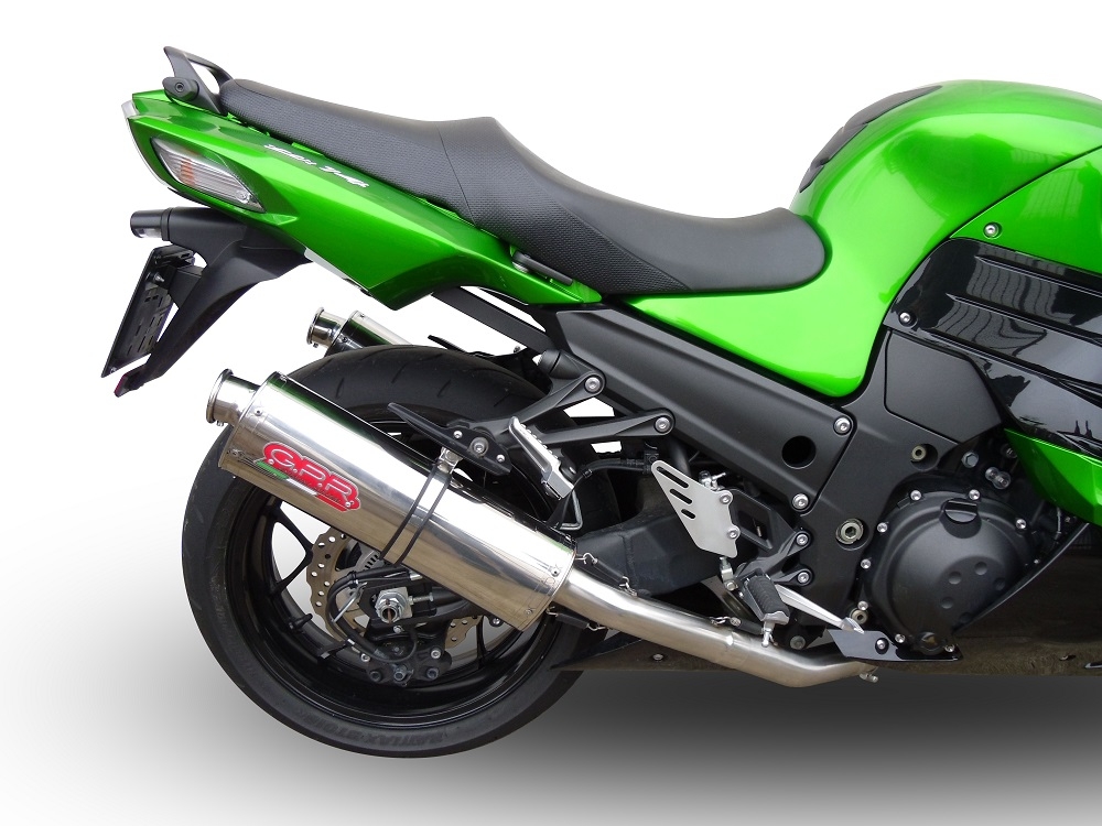 Scarico GPR compatibile con  Kawasaki Zzr 1400 2012-2016, Trioval, Coppia di terminali di scarico omologati, forniti con db killer removibili e raccordi specifici