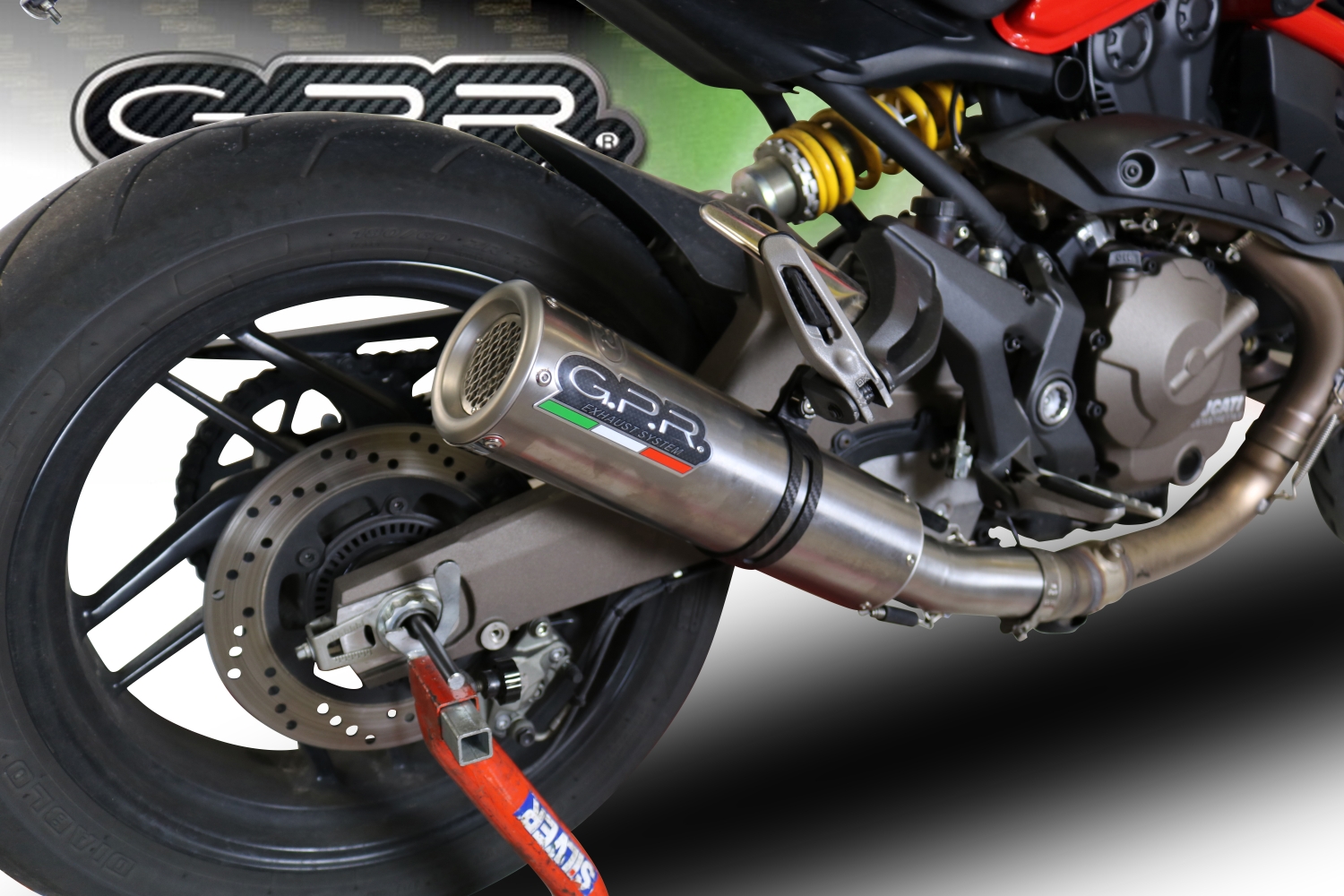 Scarico GPR compatibile con  Ducati Monster 1200 S -R  2017-2021, M3 Titanium Natural, Terminale di scarico omologato,fornito con db killer estraibile,catalizzatore e collettore