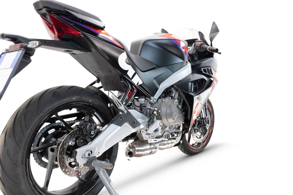 Aprilia RS 457 2024-2025, Ghost Inox, Full system exhaust, including removable db killer 