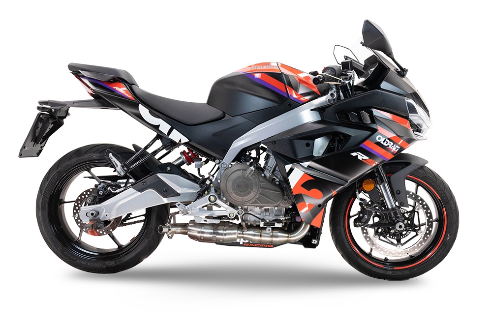 GPR exhaust compatible with  Aprilia RS 457 2024-2025, Ghost Inox, Racing full system exhaust, including removable db killer 