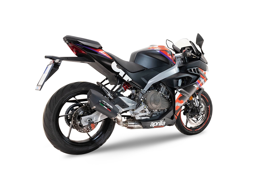 Scarico GPR compatibile con  Aprilia RS 457 2024-2025, GP Evo4 Black Titanium, Scarico completo omologato,fornito con db killer estraibile,catalizzatore e collettore