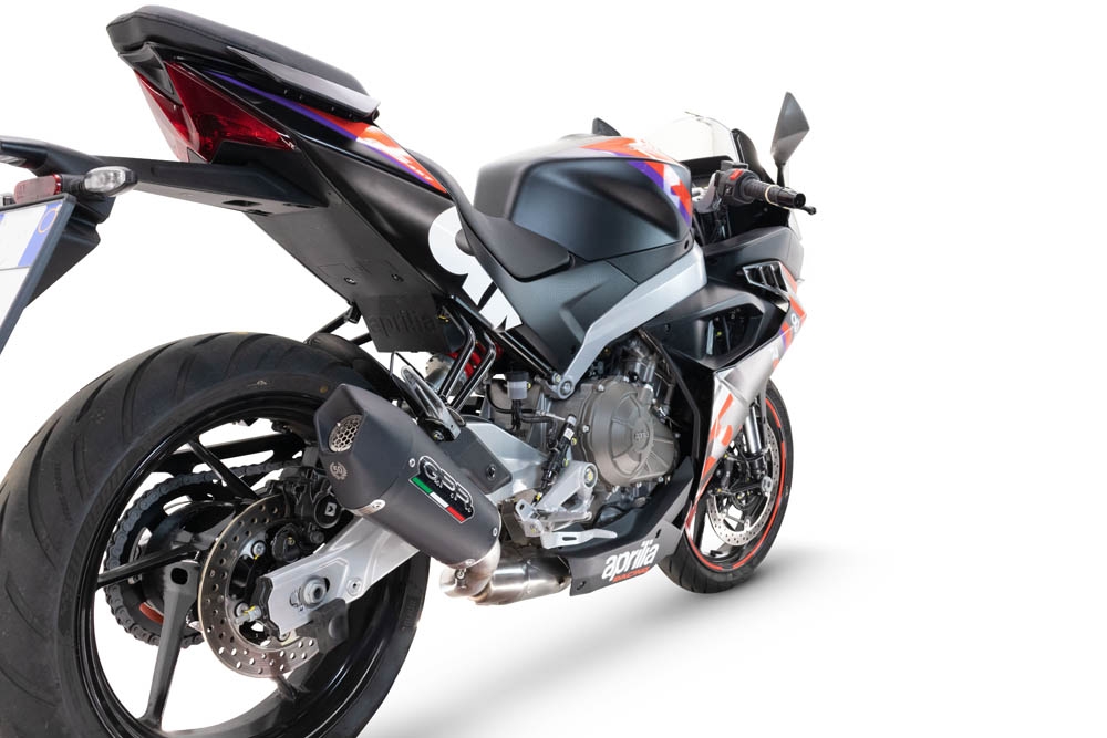 Scarico GPR compatibile con  Aprilia RS 457 2024-2025, GP Evo4 Black Titanium, Scarico completo omologato,fornito con db killer estraibile,catalizzatore e collettore