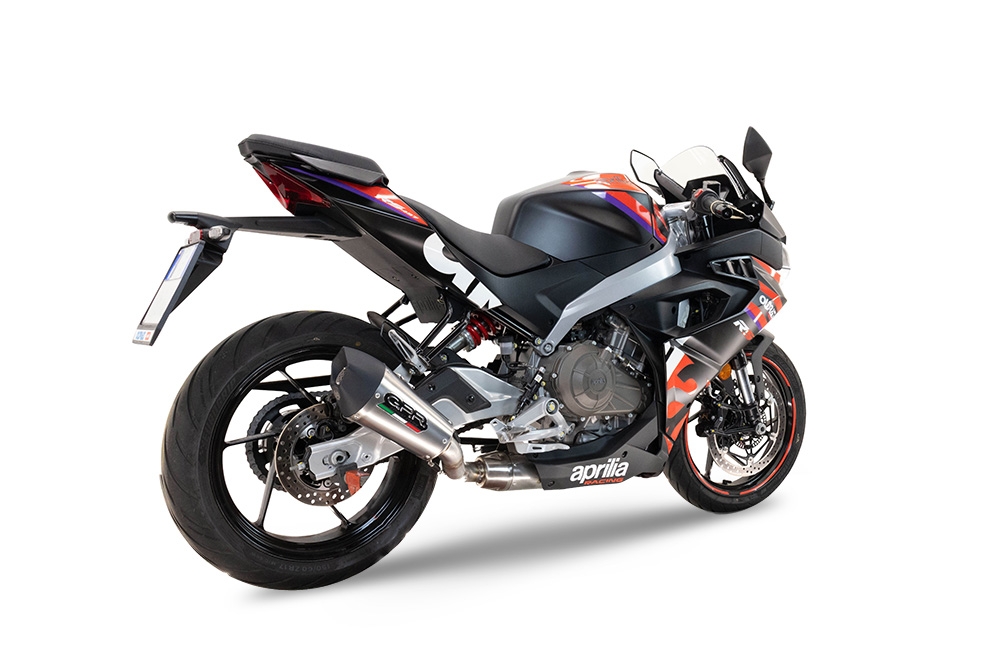 GPR exhaust compatible with  Aprilia RS 457 2024-2025, GP Evo4 Titanium, Homologated legal full system exhaust, including removable db killer and catalyst 