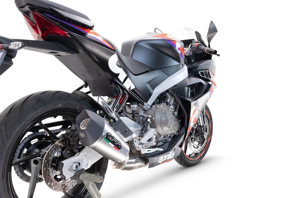 GPR exhaust compatible with  Aprilia RS 457 2024-2025, GP Evo4 Titanium, Homologated legal full system exhaust, including removable db killer and catalyst 