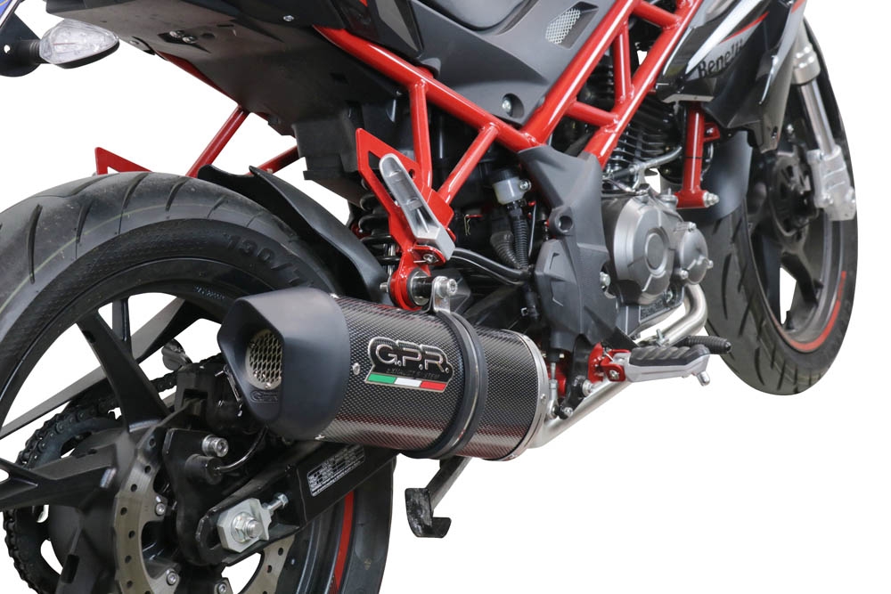 GPR exhaust compatible with  Benelli Bn 125 2021-2024, Furore Evo4 Poppy, Homologated legal full system exhaust, including removable db killer and catalyst 