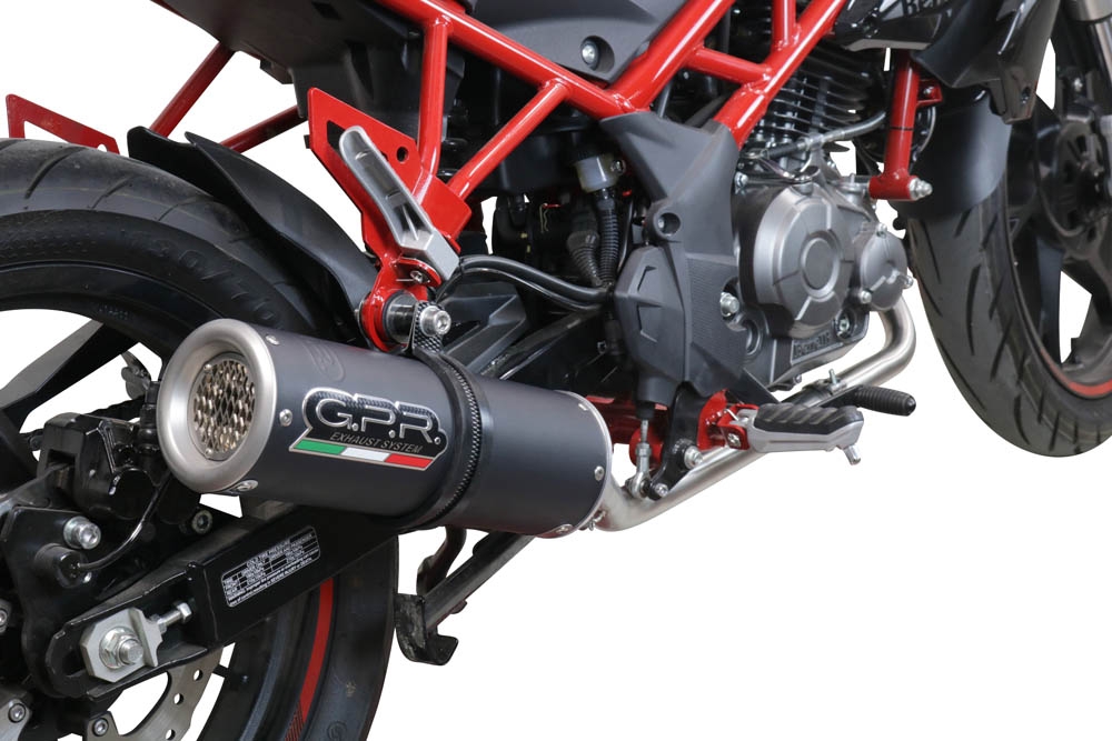 Scarico GPR compatibile con  Benelli Bn 125 2021-2024, M3 Black Titanium, Scarico completo omologato,fornito con db killer estraibile,catalizzatore e collettore