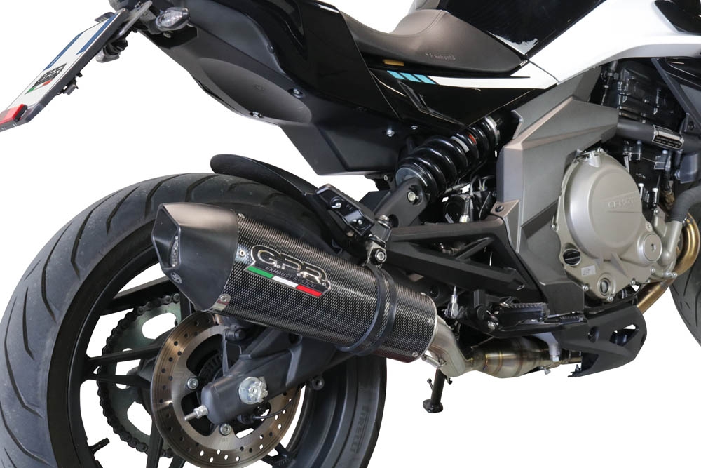 GPR exhaust compatible with  Cf Moto 650 Mt 2019-2020, GP Evo4 Poppy, Homologated legal slip-on exhaust including removable db killer, link pipe and catalyst 