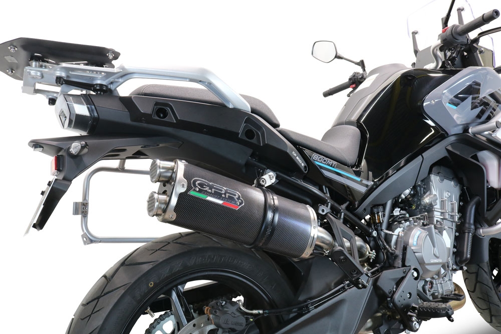 GPR exhaust compatible with  Cf Moto 800 Mt Sport 2022-2024, Dual Poppy, Homologated legal slip-on exhaust including removable db killer and link pipe 