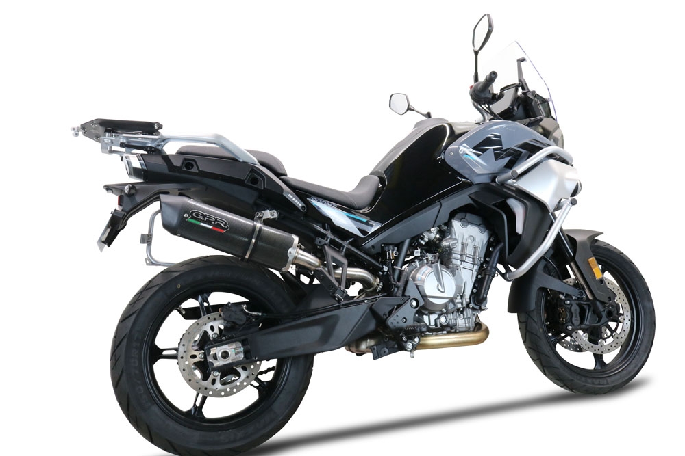 GPR exhaust compatible with  Cf Moto 800 Mt Touring 2022-2024, Furore Evo4 Poppy, Homologated legal slip-on exhaust including removable db killer and link pipe 