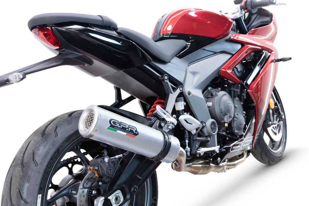 GPR exhaust compatible with  Triumph Daytona 660 2023-2025, M3 Inox , Homologated legal full system exhaust, including removable db killer and catalyst 