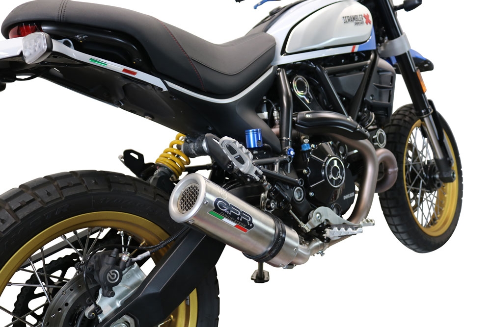 GPR exhaust compatible with  Ducati Scrambler 800 Urban Motard 2021-2023, M3 Titanium Natural, Homologated legal slip-on exhaust including removable db killer, link pipe and catalyst 