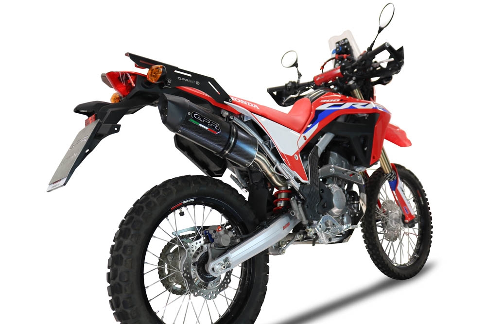 GPR exhaust compatible with  Honda Crf 300 L - Rally 2021-2024, Furore Evo4 Poppy, Homologated legal slip-on exhaust including removable db killer, link pipe and catalyst 