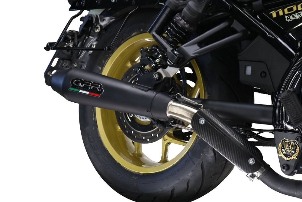 GPR exhaust compatible with  Honda Cmx 1100 Rebel 2021-2024, Ultracone Nero, Homologated legal slip-on exhaust including removable db killer and link pipe 