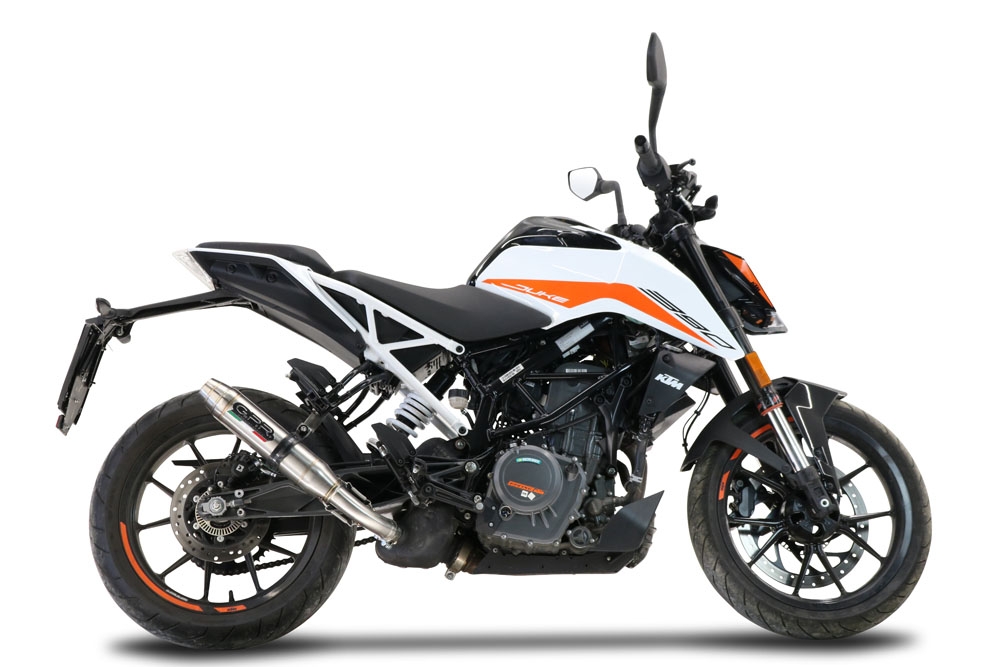 GPR exhaust compatible with  Ktm Duke 125 2021-2023, Deeptone Inox, Racing slip-on exhaust including link pipe 