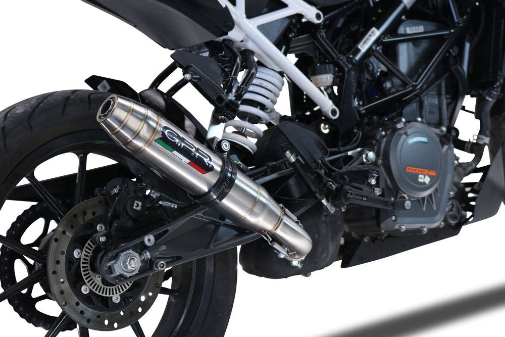 GPR exhaust compatible with  Ktm Duke 390 2021-2024, Deeptone Inox, Homologated legal slip-on exhaust including removable db killer and link pipe 