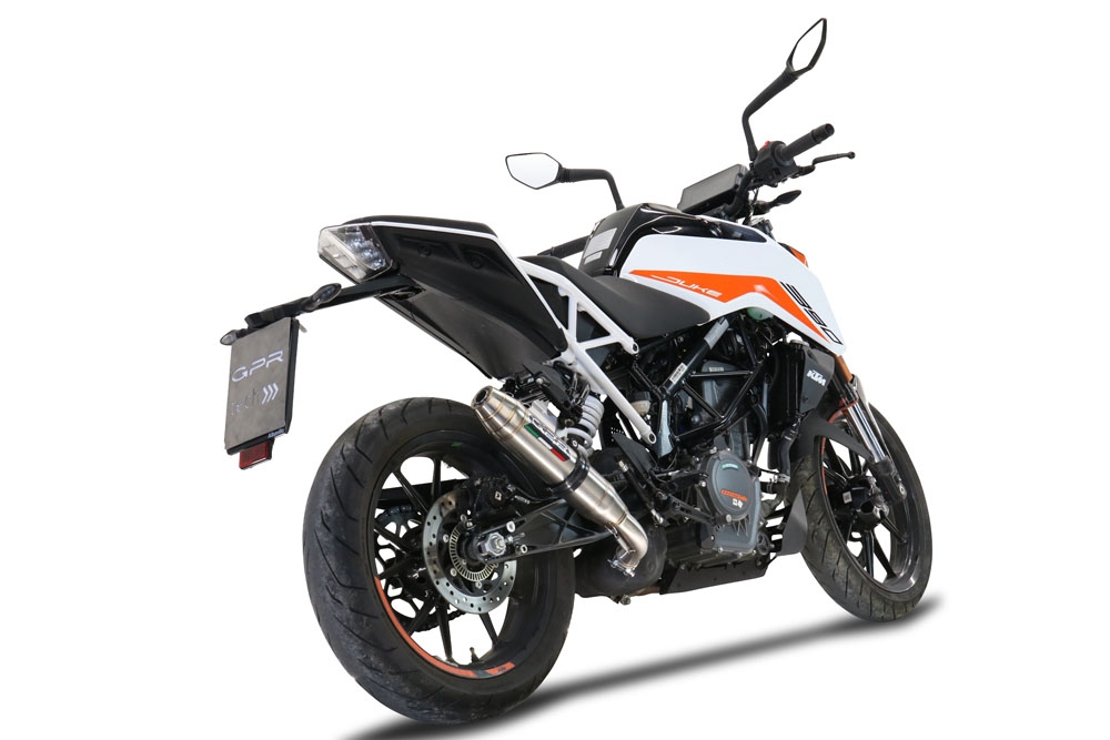 GPR exhaust compatible with  Ktm Duke 125 2021-2023, Deeptone Inox, Racing slip-on exhaust including link pipe 