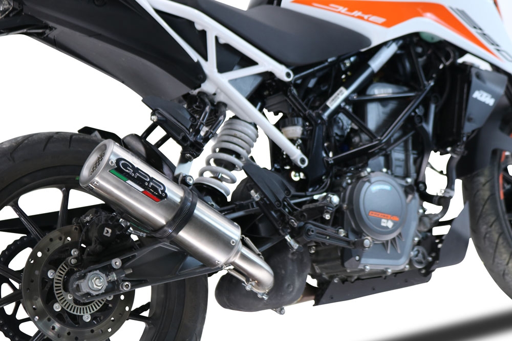 Scarico GPR compatibile con  Ktm Duke 390 2021-2024, M3 Inox , Scarico omologato, silenziatore con db killer estraibile e raccordo specifico