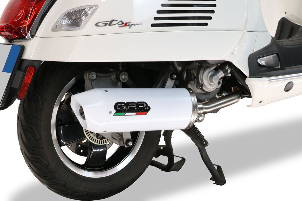 Scarico GPR compatibile con  Piaggio Vespa 300 Gts - Gtv - Touring - Super  2019-2020, Albus Ceramic, Scarico completo racing, fornito con db killer estraibile e collettore, non legale per uso stradale