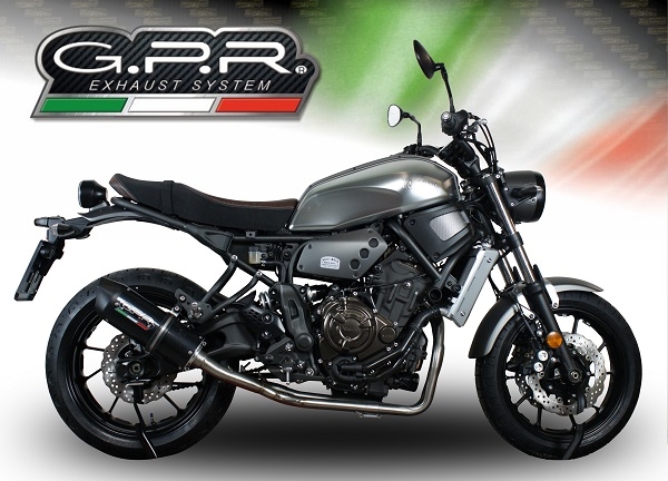 Scarico GPR compatibile con  Yamaha Xsr 700 2021-2024, Furore Nero, Scarico completo omologato,fornito con db killer estraibile,catalizzatore e collettore