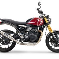 GPR exhaust compatible with  Triumph Scrambler 400 X 2023-2025, Deeptone Inox, Homologated legal slip-on exhaust including removable db killer and link pipe 