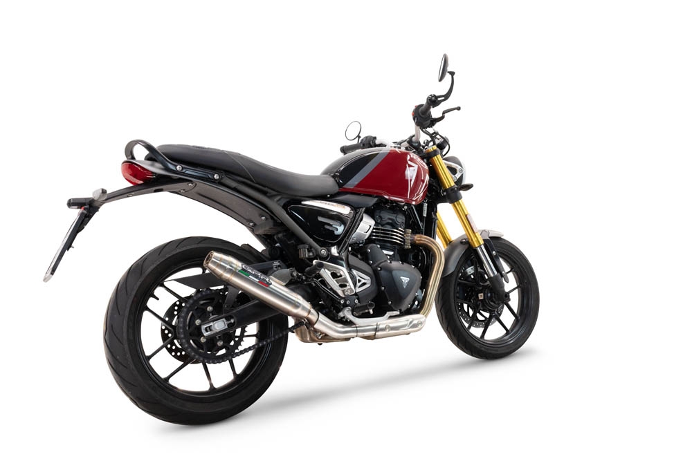 Scarico GPR compatibile con  Triumph Scrambler 400 X 2023-2025, Deeptone Inox, Scarico omologato, silenziatore con db killer estraibile e raccordo specifico