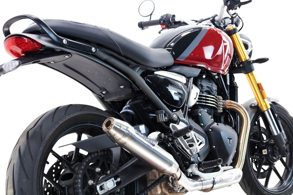 GPR exhaust compatible with  Triumph Scrambler 400 X 2023-2025, Deeptone Inox, Homologated legal slip-on exhaust including removable db killer and link pipe 