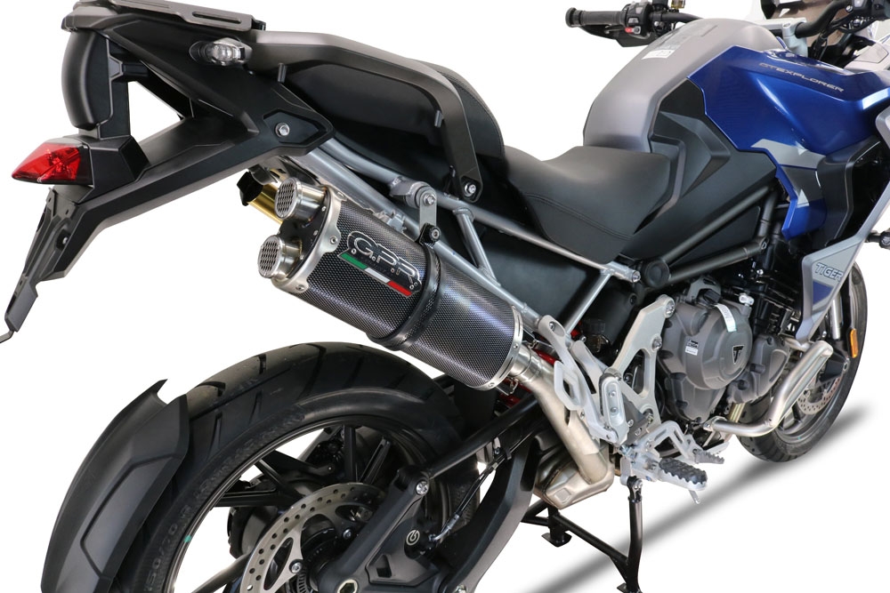 Scarico GPR compatibile con  Triumph Tiger 1200 Gt - Rally 2022-2024, Dual Poppy, Scarico omologato, silenziatore con db killer estraibile e raccordo specifico