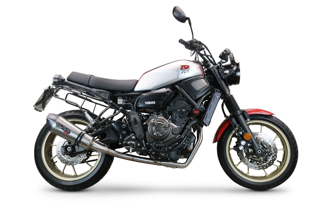 GPR exhaust compatible with  Yamaha Xsr 700 2021-2024, GP Evo4 Titanium, Homologated legal full system exhaust, including removable db killer and catalyst 