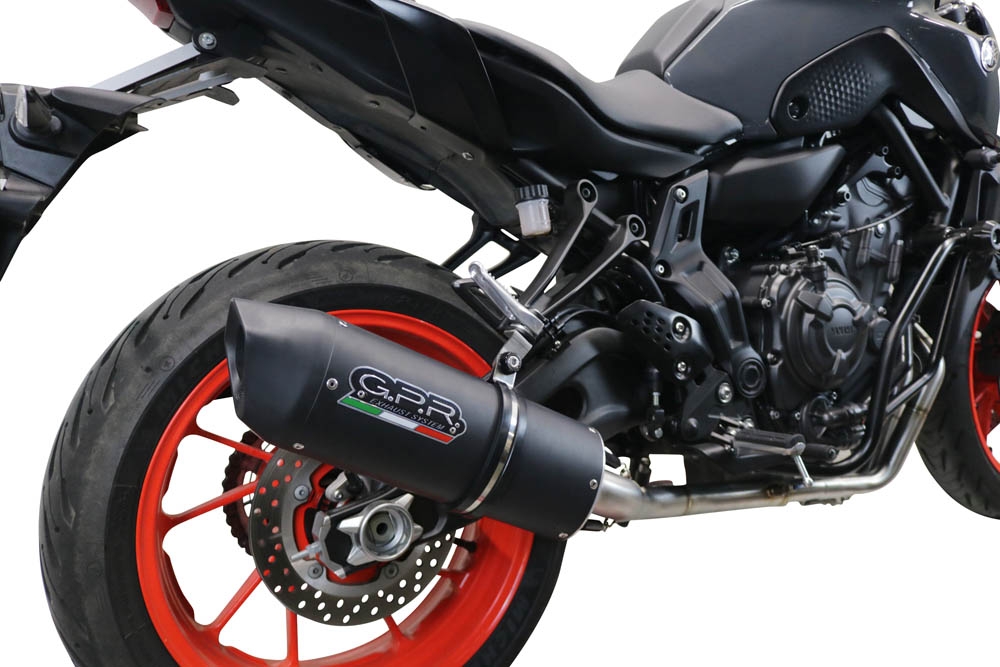 Scarico GPR compatibile con  Yamaha Mt-07  2021-2024, Furore Nero, Scarico completo racing, fornito con db killer estraibile e collettore, non conforme per uso stradale