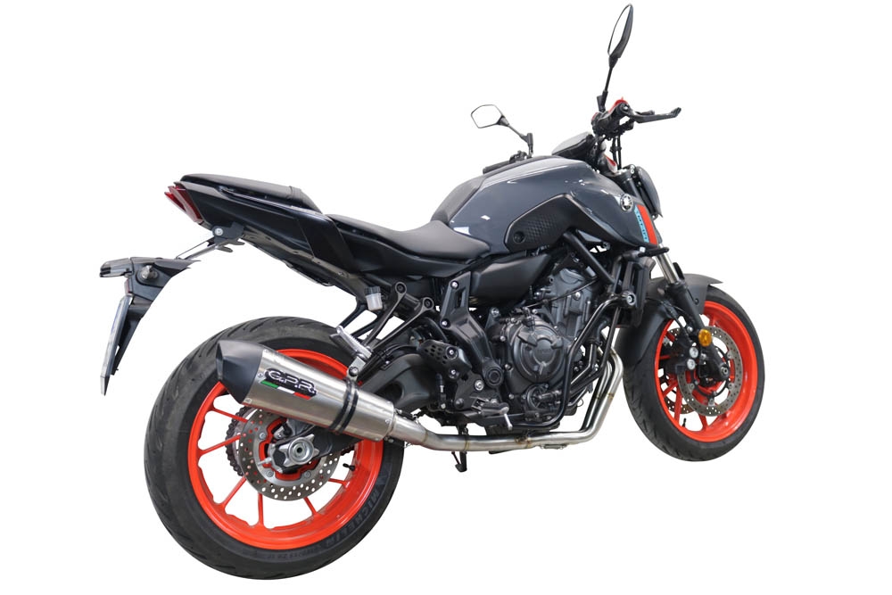 GPR exhaust compatible with  Yamaha Mt-07  2021-2024, GP Evo4 Titanium, Homologated legal full system exhaust, including removable db killer and catalyst 