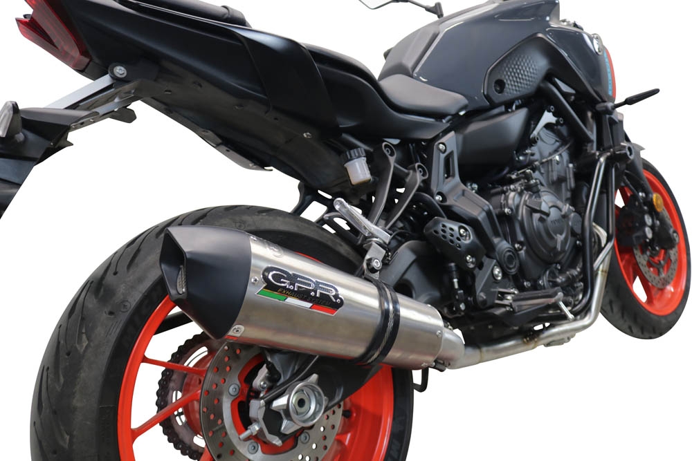 GPR exhaust compatible with  Yamaha Mt-07  2021-2024, GP Evo4 Titanium, Homologated legal full system exhaust, including removable db killer and catalyst 