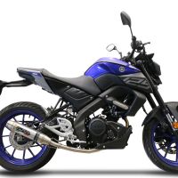 GPR exhaust compatible with  Yamaha Mt 125 2021-2024, Deeptone Inox, Homologated legal full system exhaust, including removable db killer and catalyst 